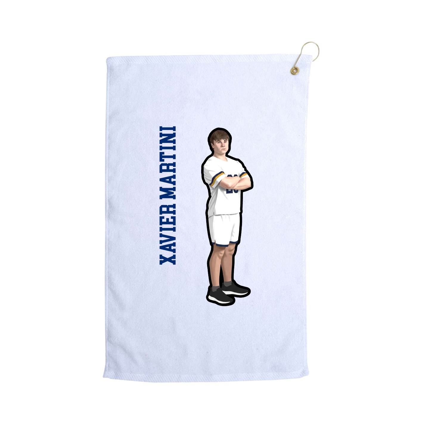 Golf Towel — Name Vertical in White