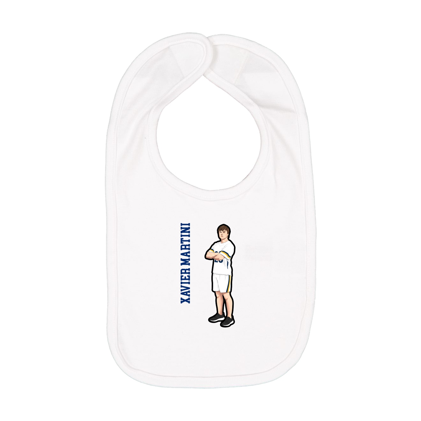 Infant Bib — Name Vertical in White