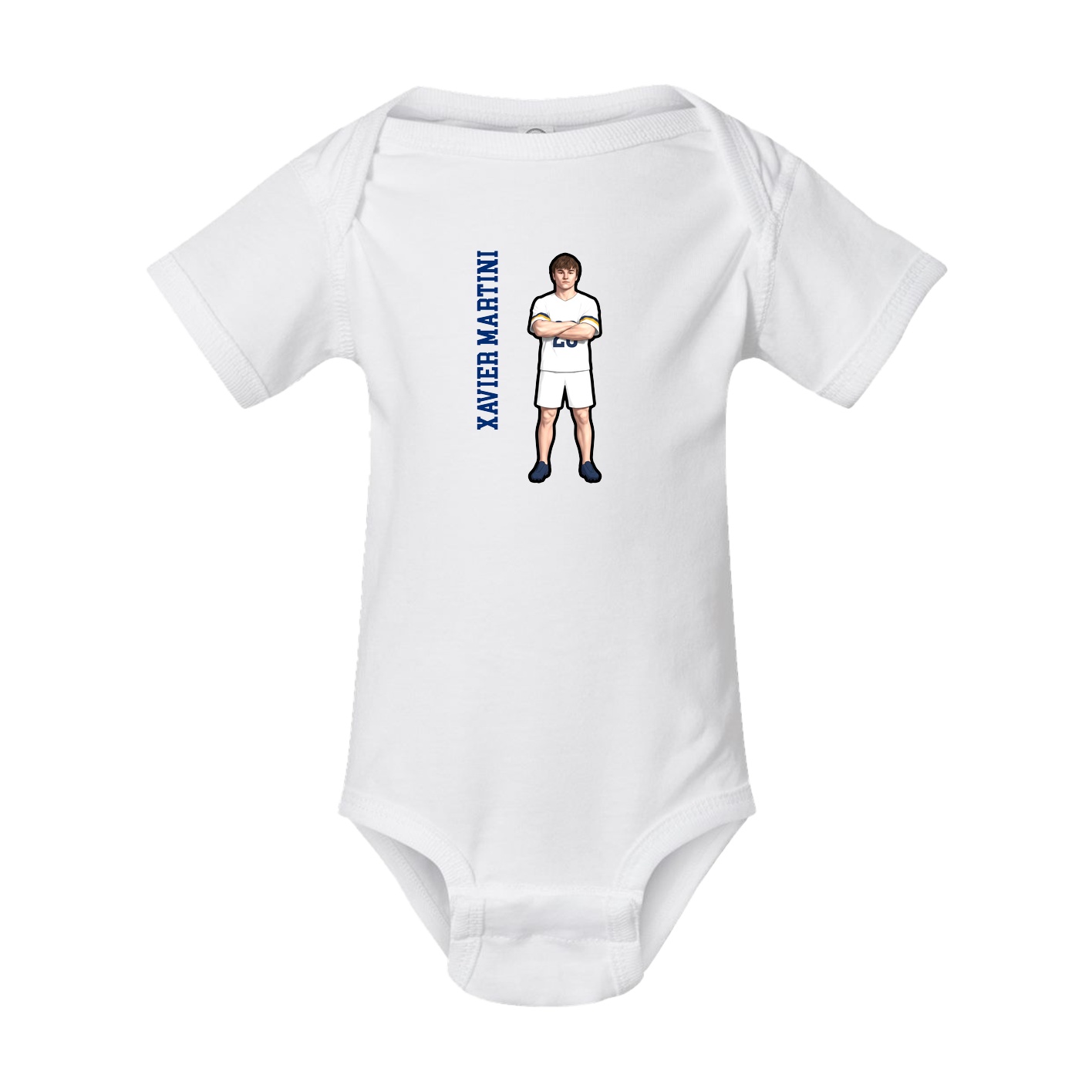 Baby Onesie — Name Vertical in White
