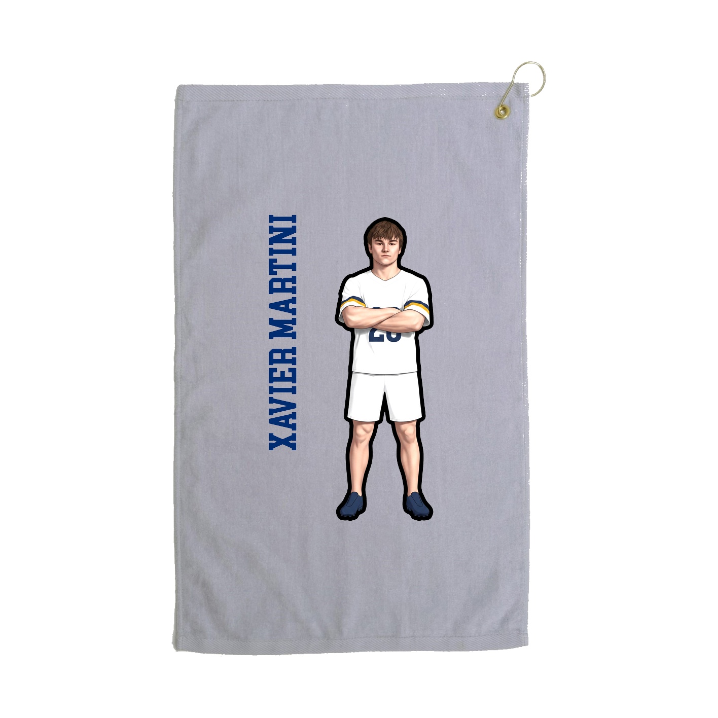 Golf Towel — Name Vertical in Grey