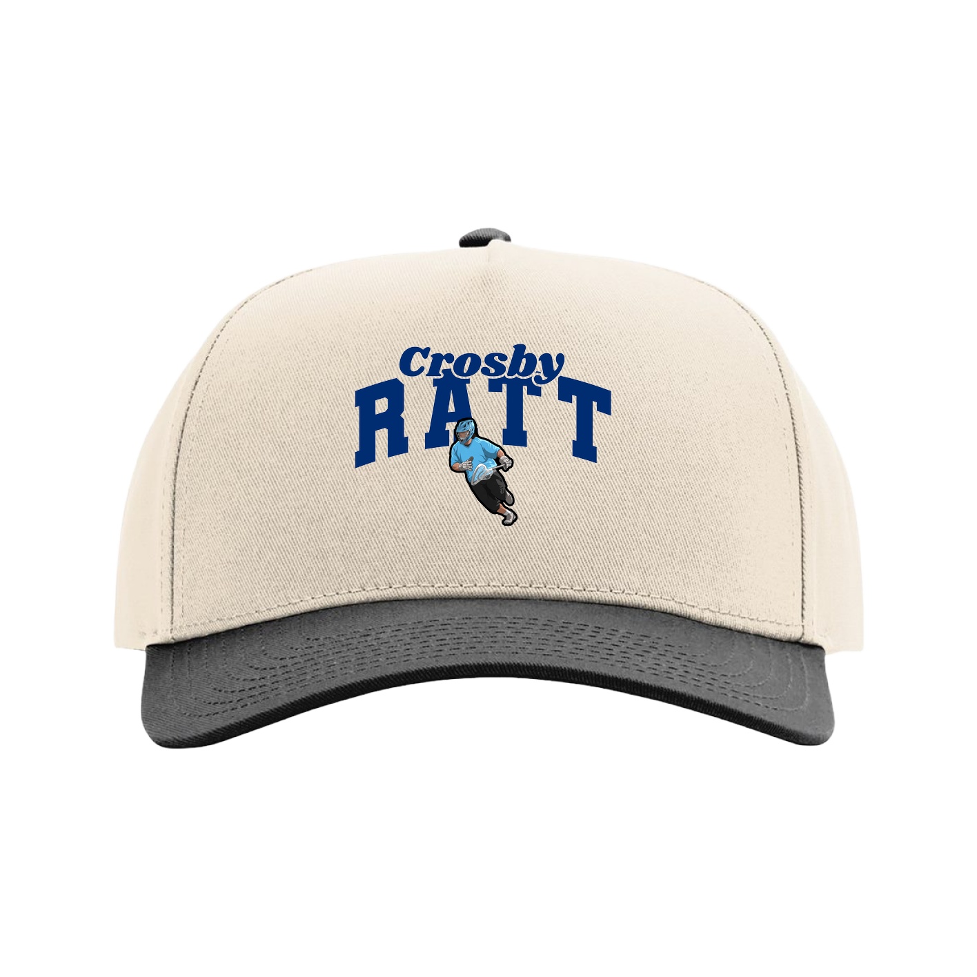 Full Fabric Five-Panel Champ Cap — Signature Arch in Cream/Black