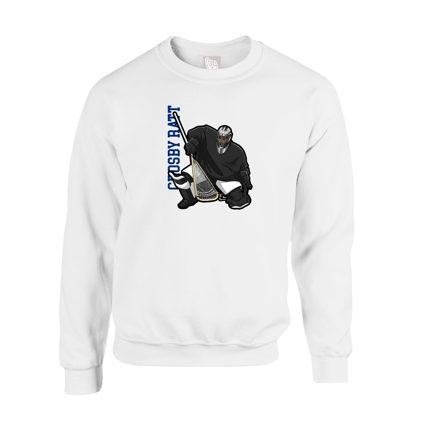 Fleece Crew — Name Vertical in White