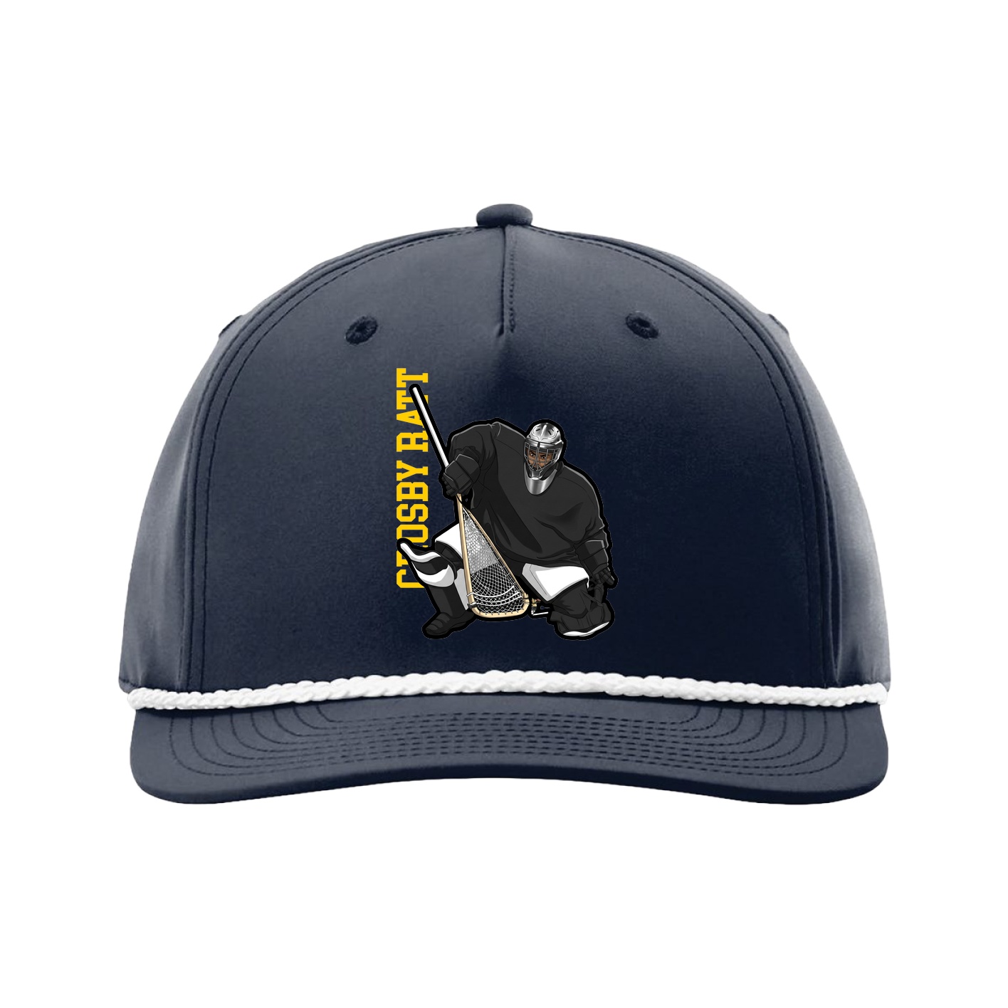 Five-Panel Classic Rope Cap — Name Vertical in Navy