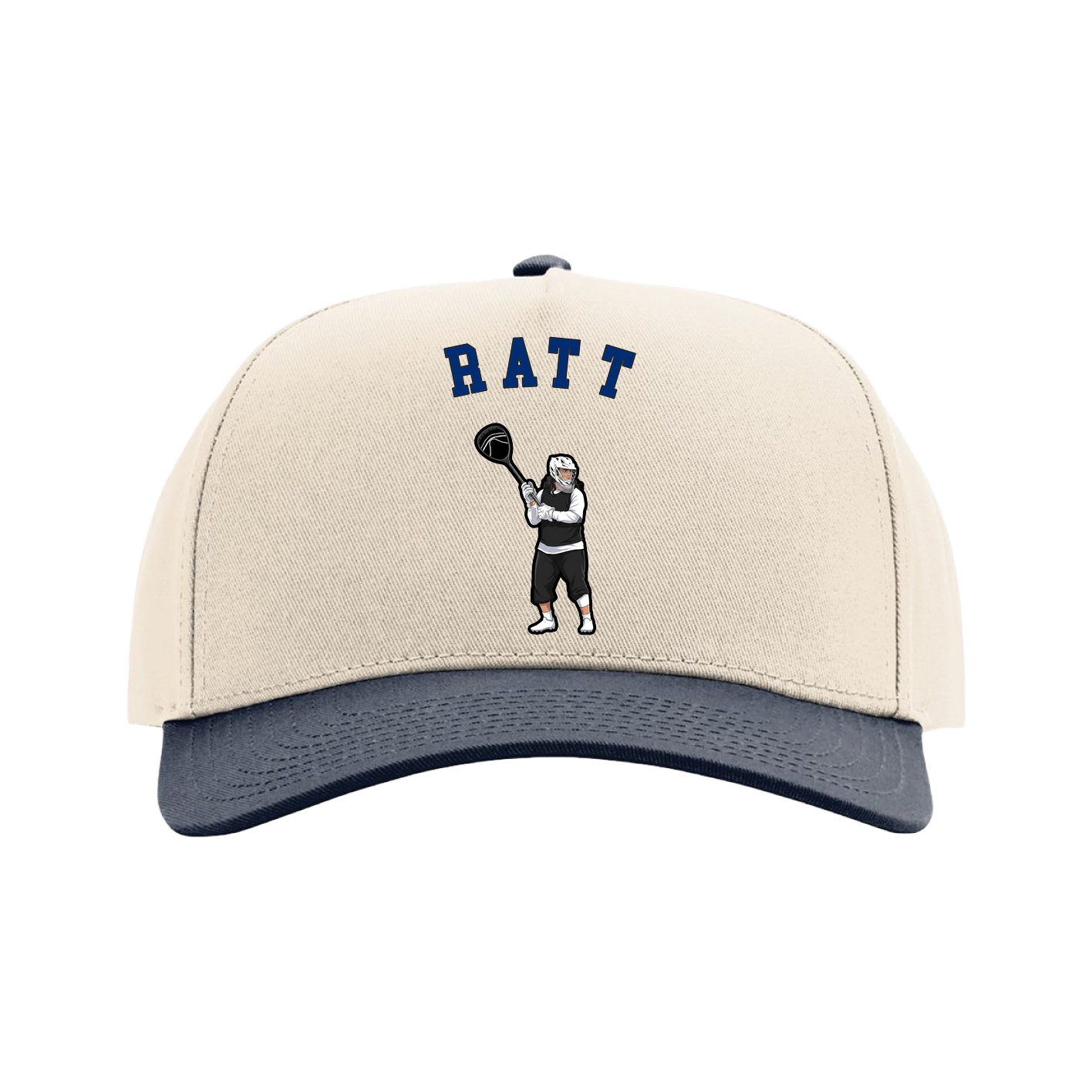 Full Fabric Five-Panel Champ Cap — Shirsey Arch in Cream/Navy