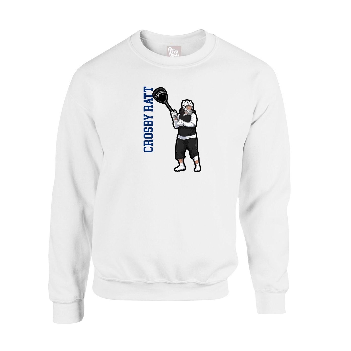 Fleece Crew — Name Vertical in White