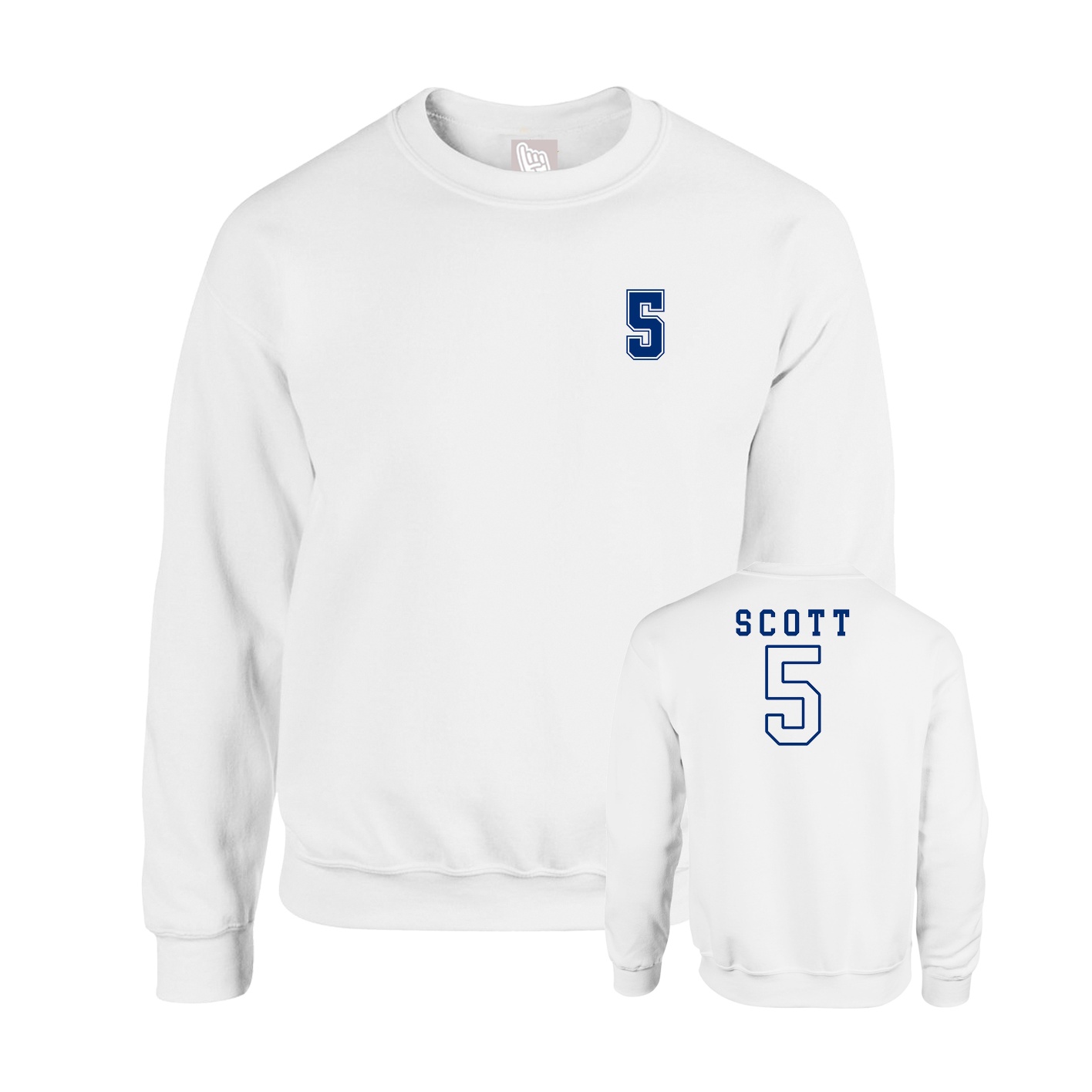 Fleece Crew — Chest Back in White