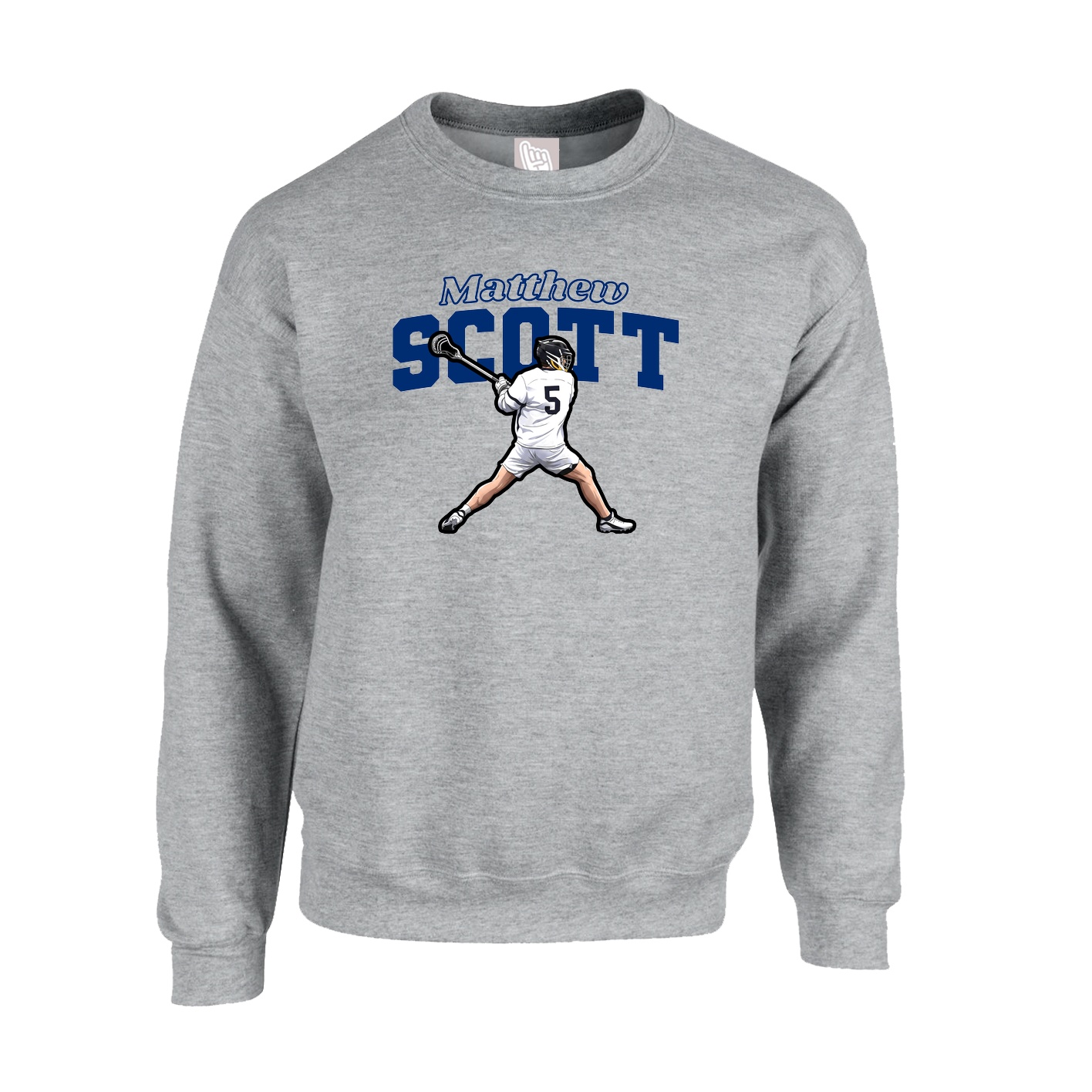 Fleece Crew — Name Arch in Grey
