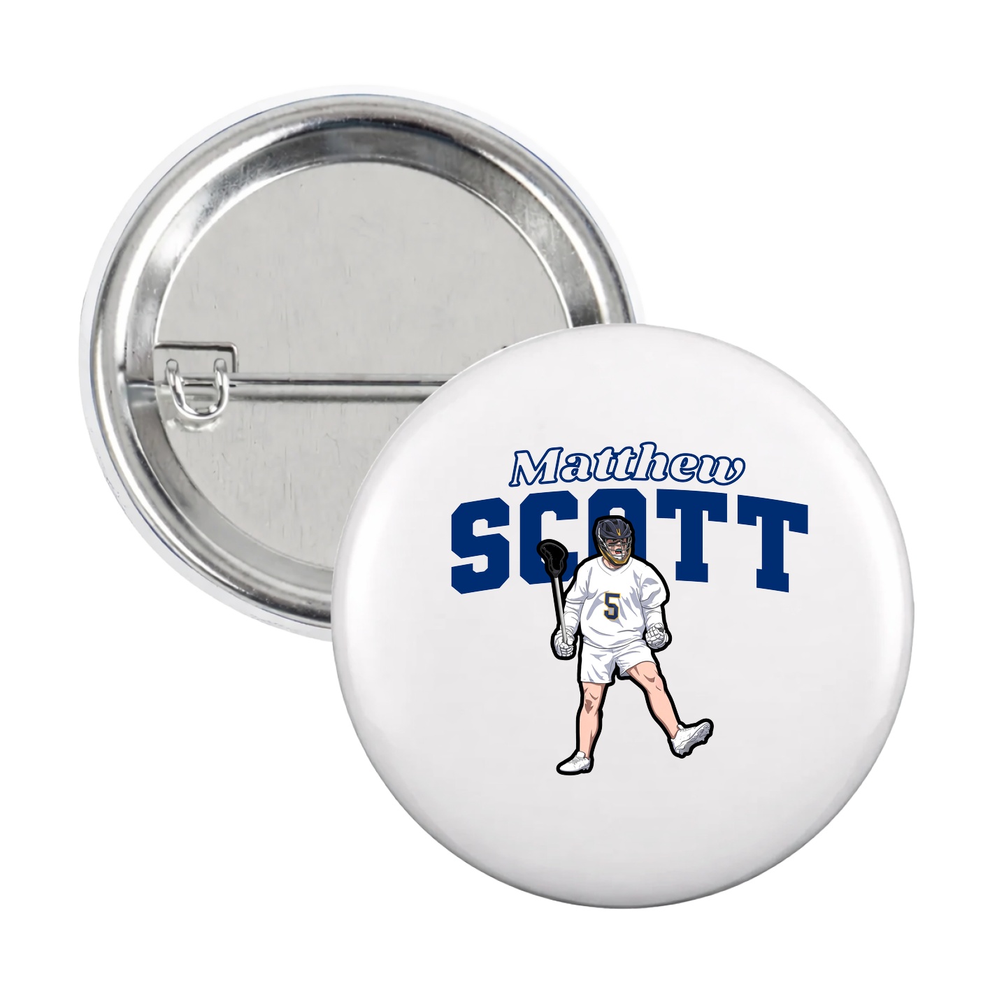 Game Day Button — Name Arch in White