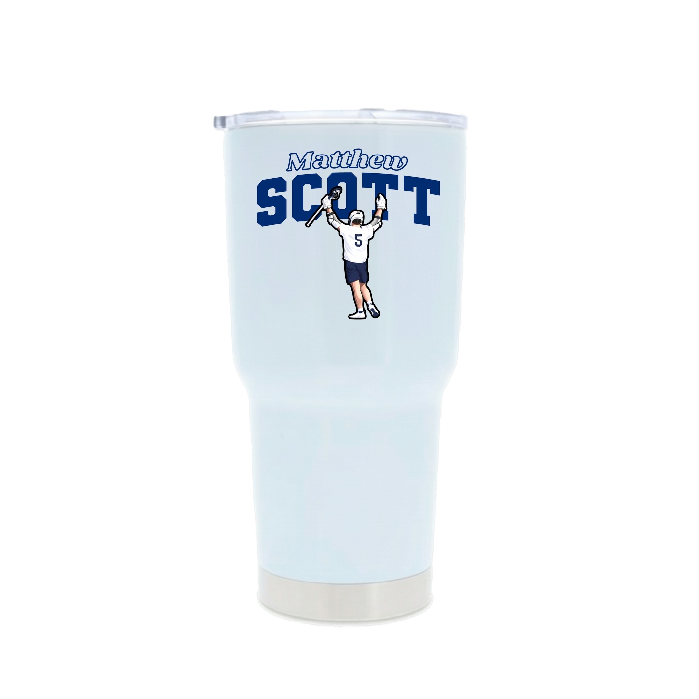 30oz Stainless Steel Tumbler — Name Arch in White