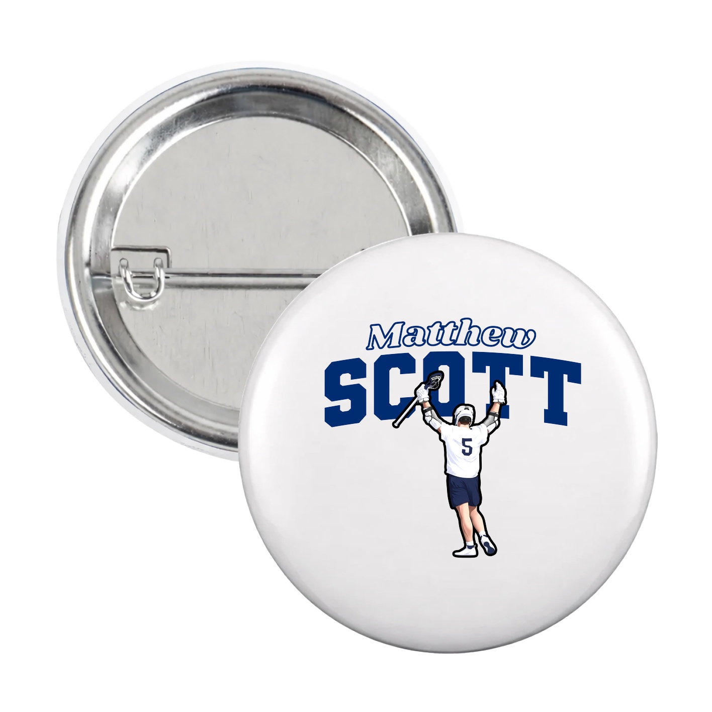 Game Day Button — Name Arch in White