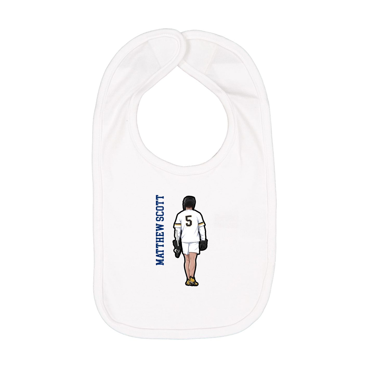 Infant Bib — Name Vertical in White