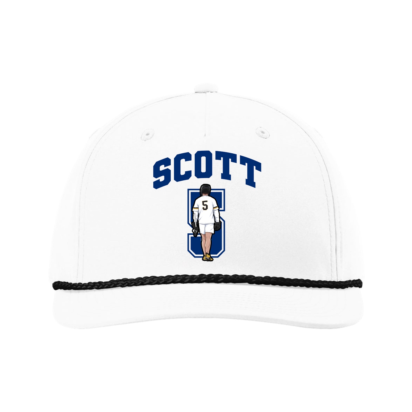Five-Panel Classic Rope Cap — Number in White