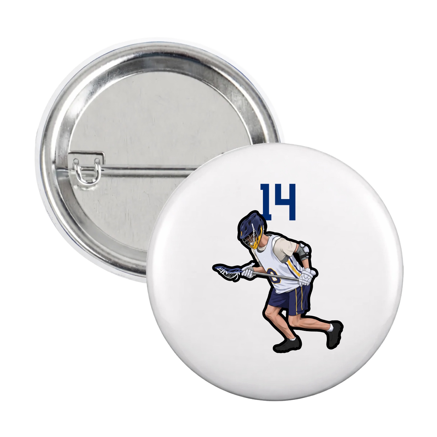 Game Day Button — Number Top in White