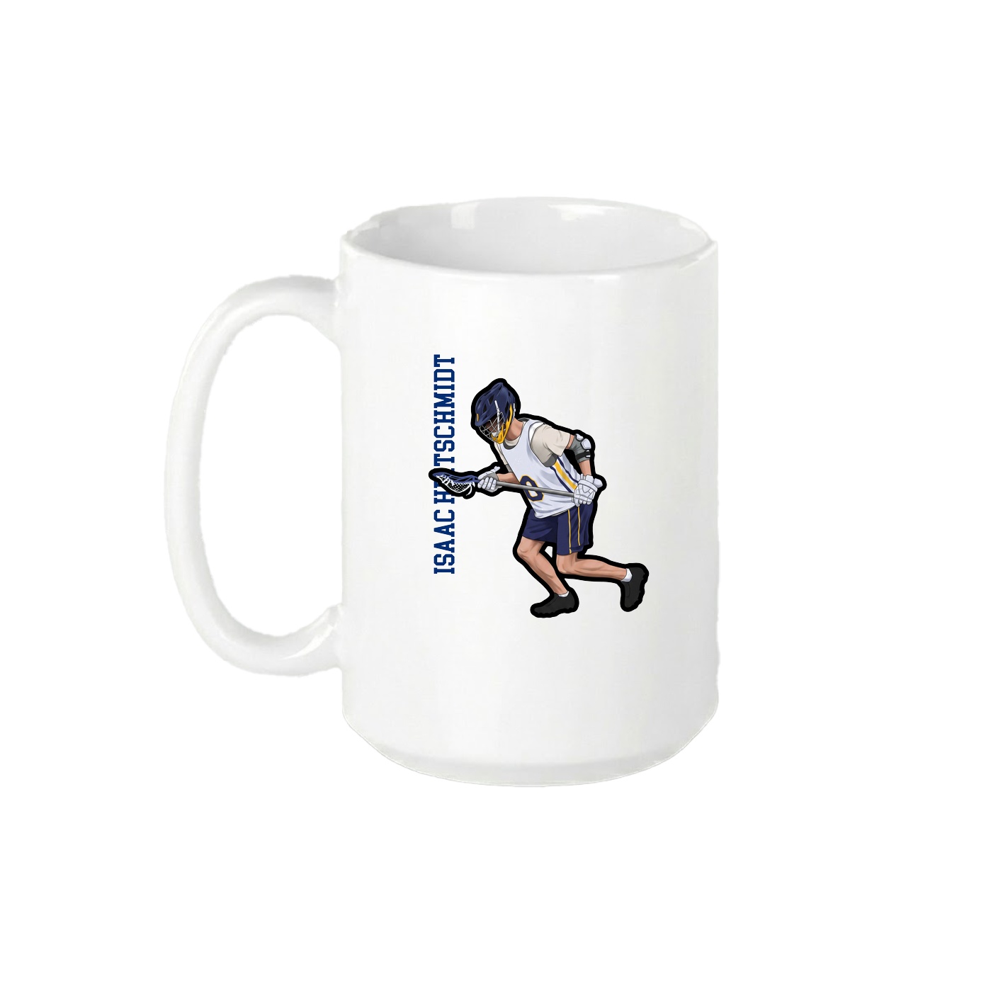 15oz Coffee Mug — Name Vertical in White