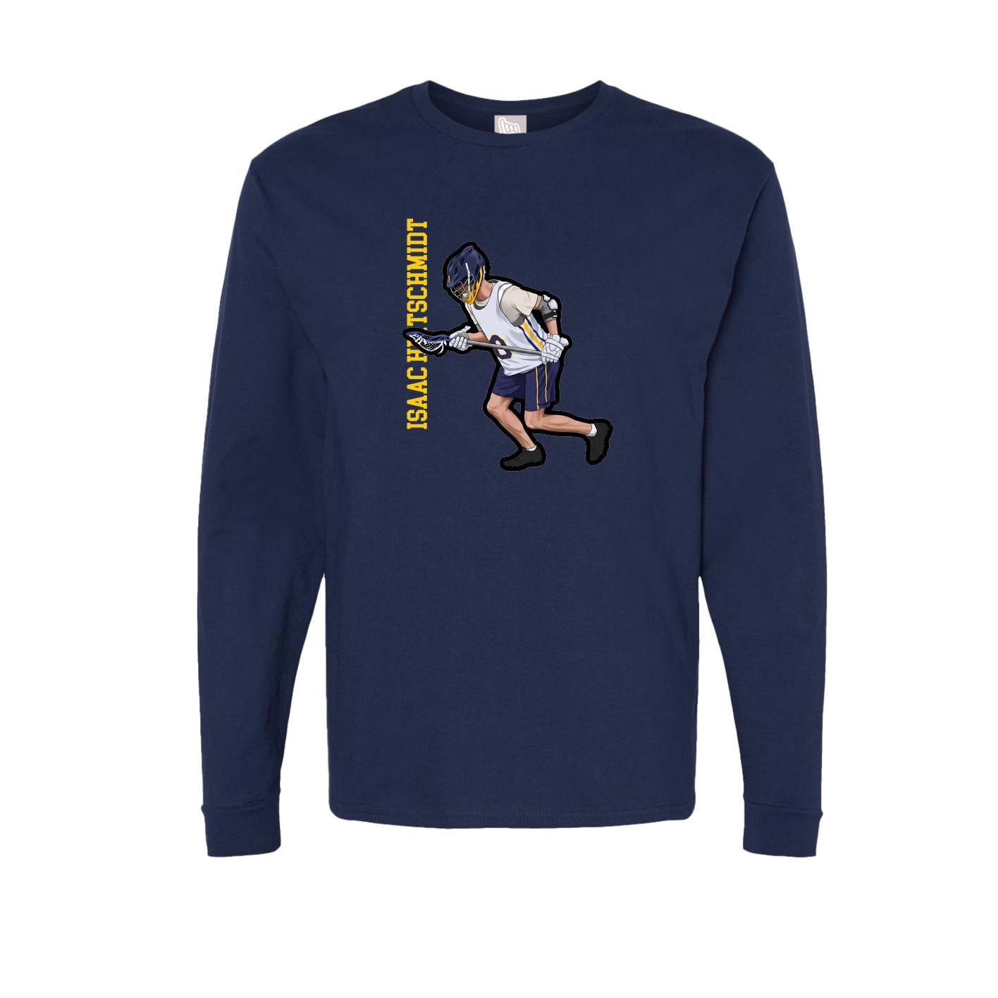 Long Sleeve Tee — Name Vertical in Navy