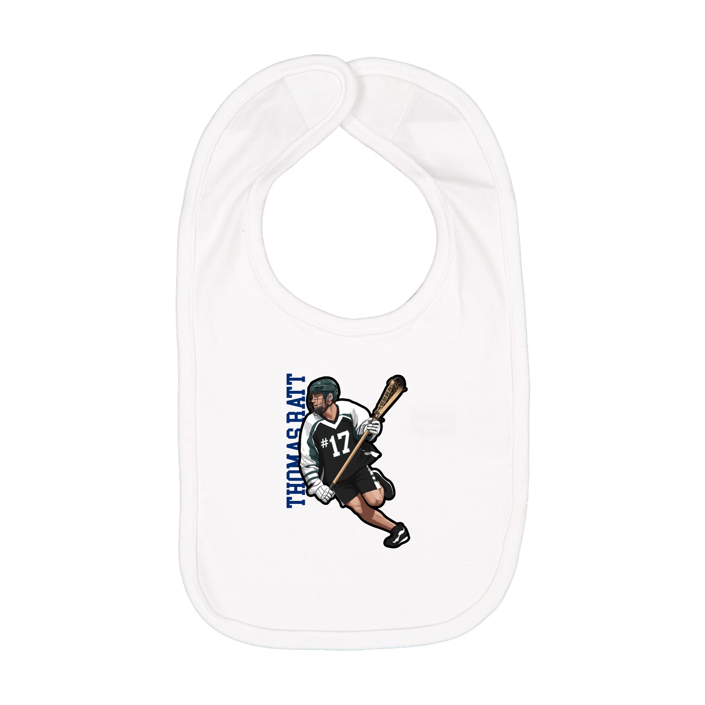 Infant Bib — Name Vertical in White