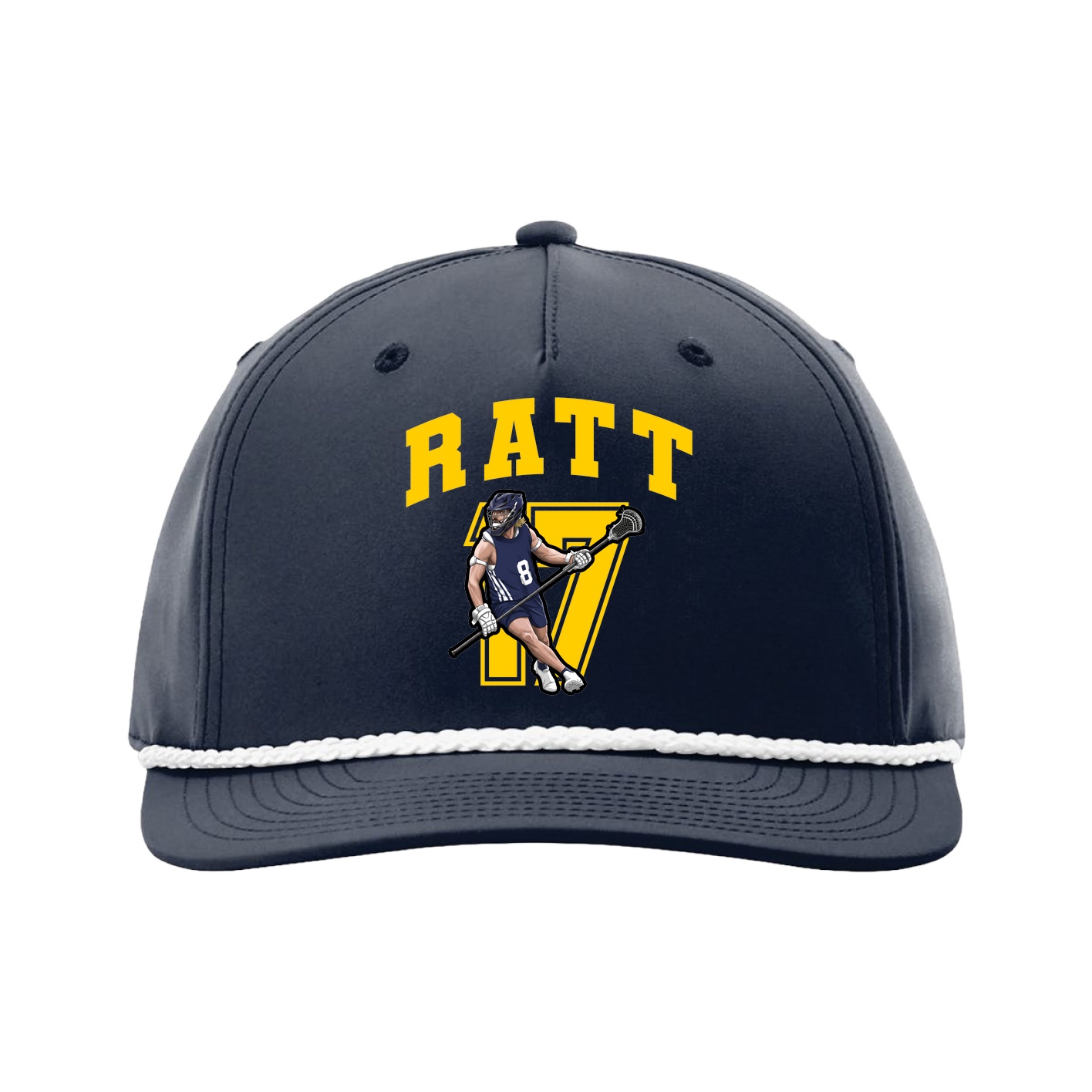 Five-Panel Classic Rope Cap — Number in Navy