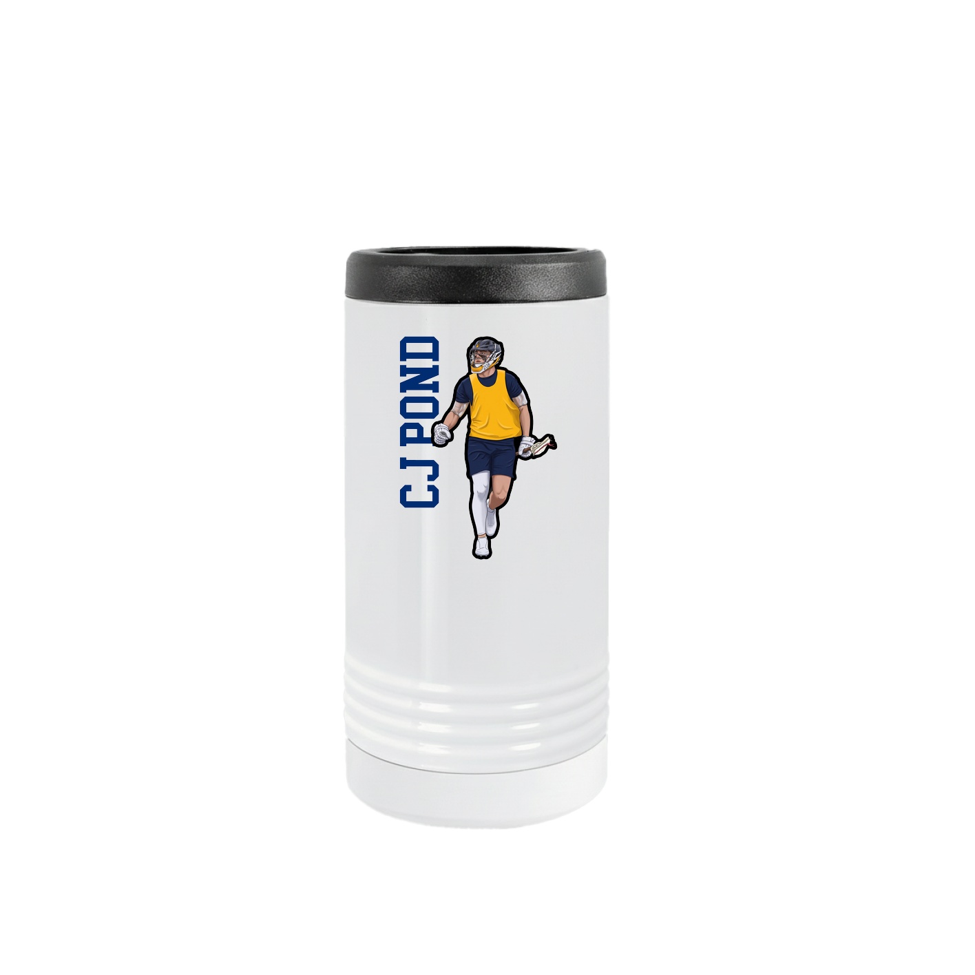Slim Beverage Holder — Name Vertical in White