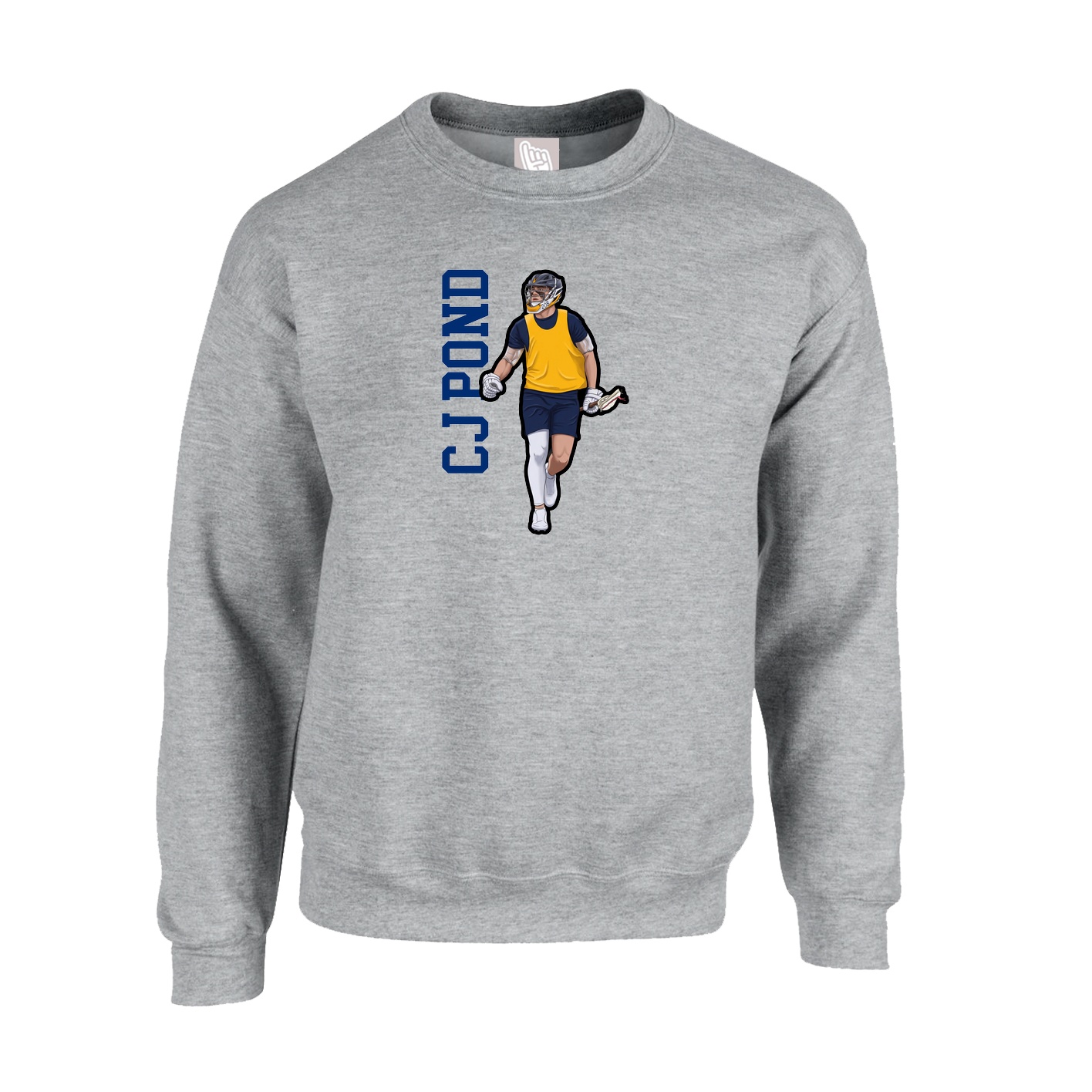 Fleece Crew — Name Vertical in Grey