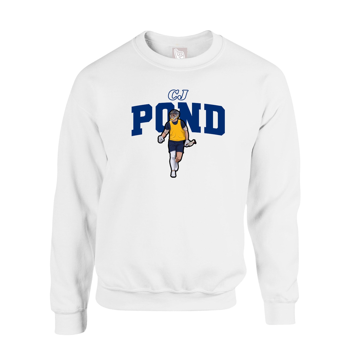 Fleece Crew — Name Arch in White
