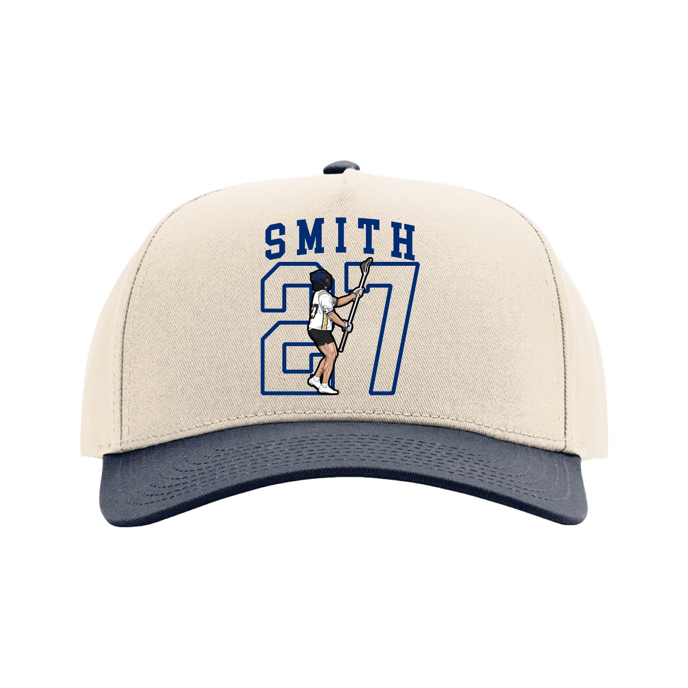 Full Fabric Five-Panel Champ Cap — Shirsey in Cream/Navy