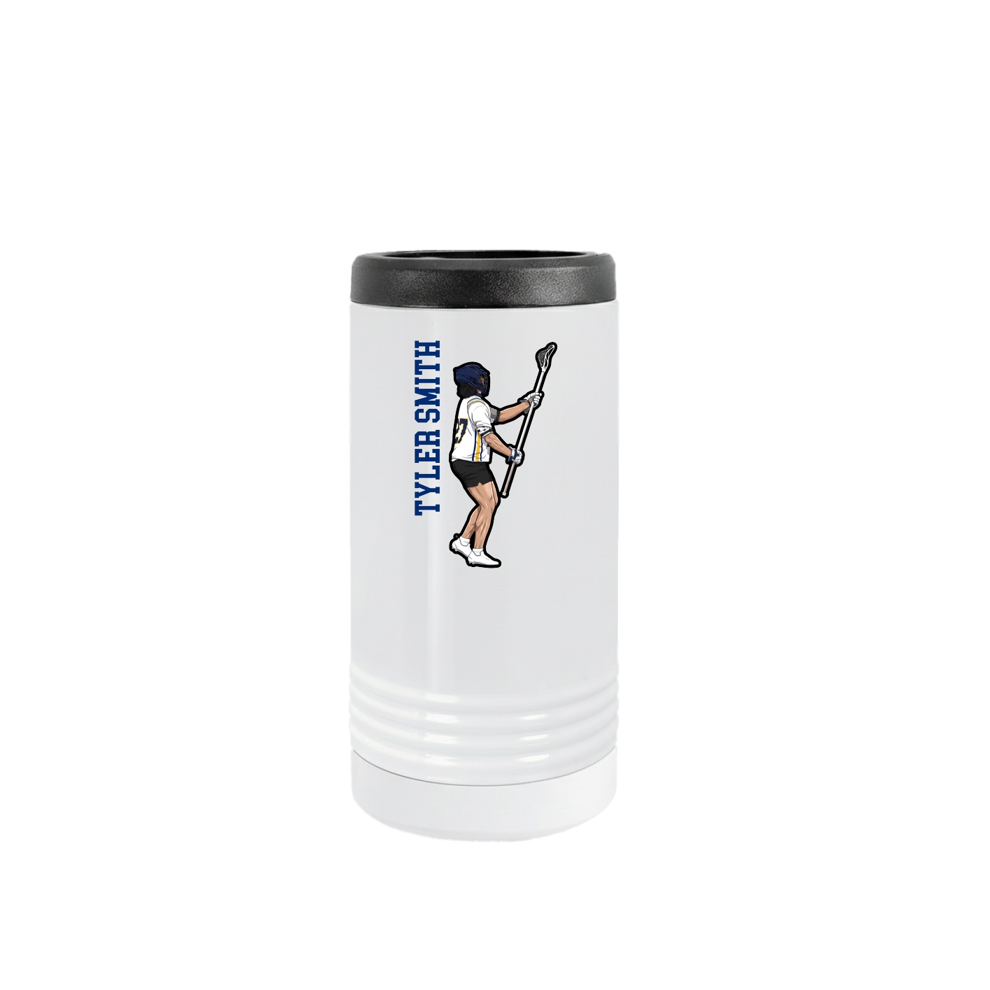 Slim Beverage Holder — Name Vertical in White