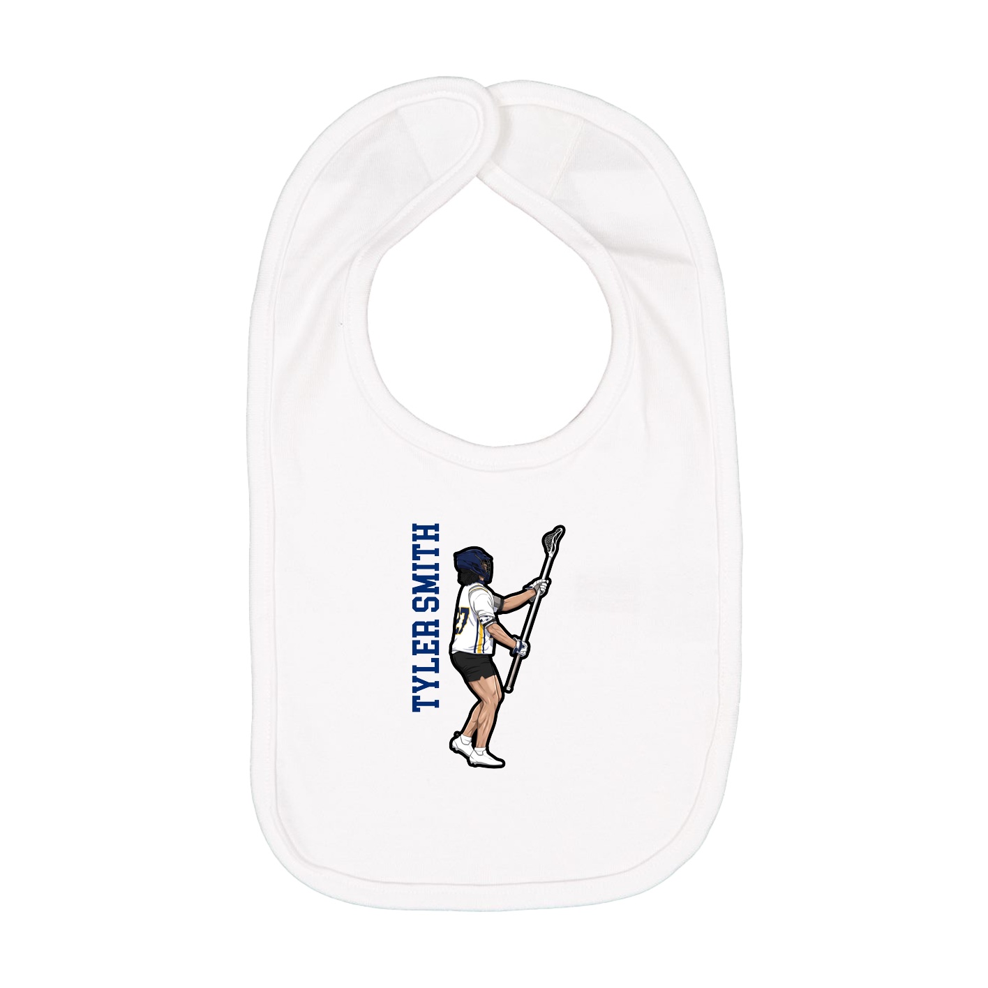 Infant Bib — Name Vertical in White