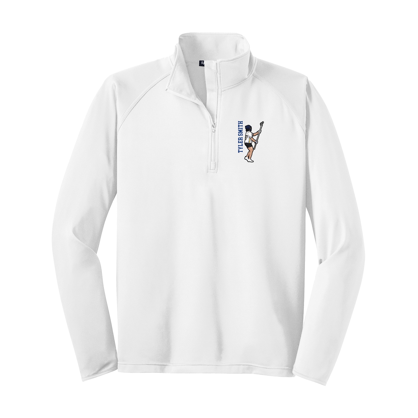 Q-Zip Pullover — Name Vertical in White
