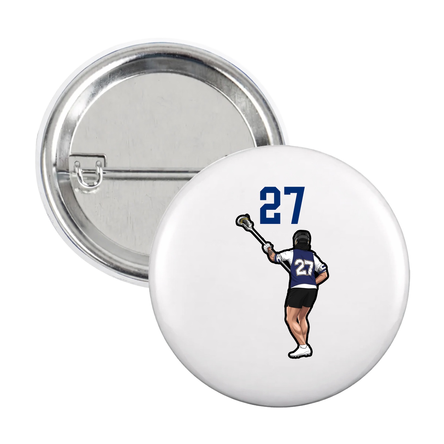Game Day Button — Number Top in White