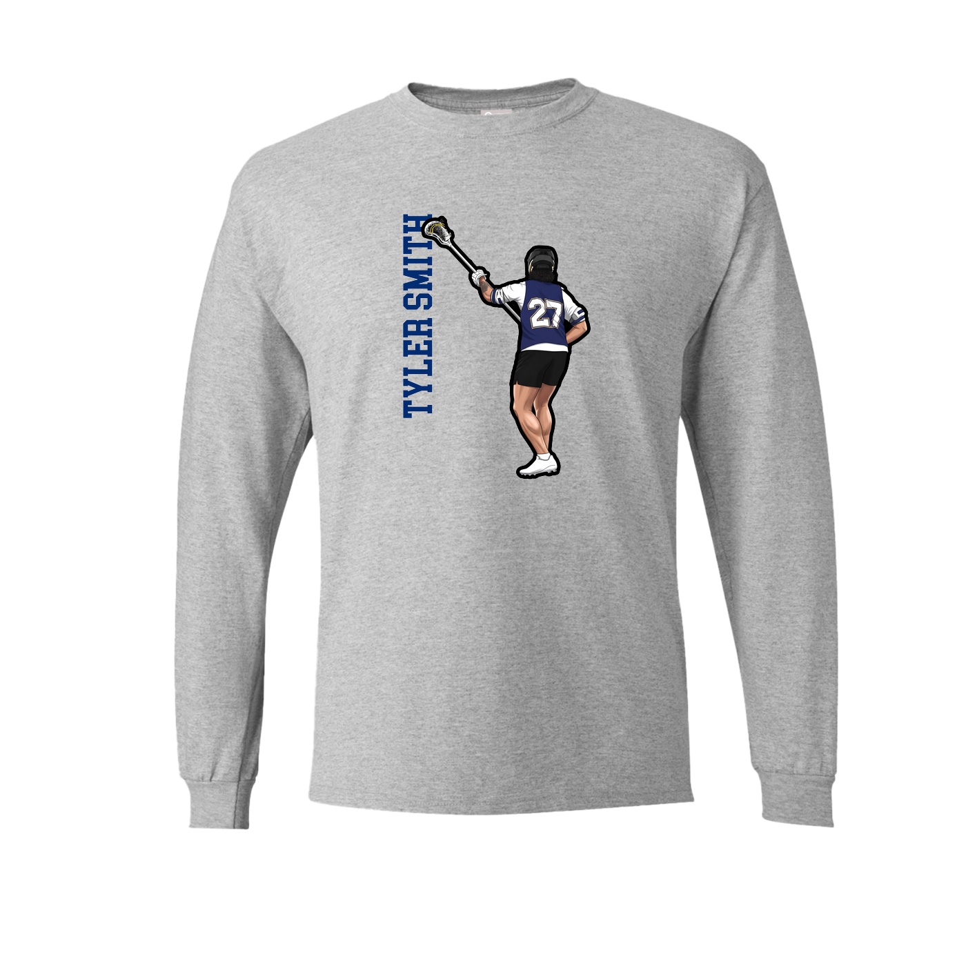 Long Sleeve Tee — Name Vertical in Grey