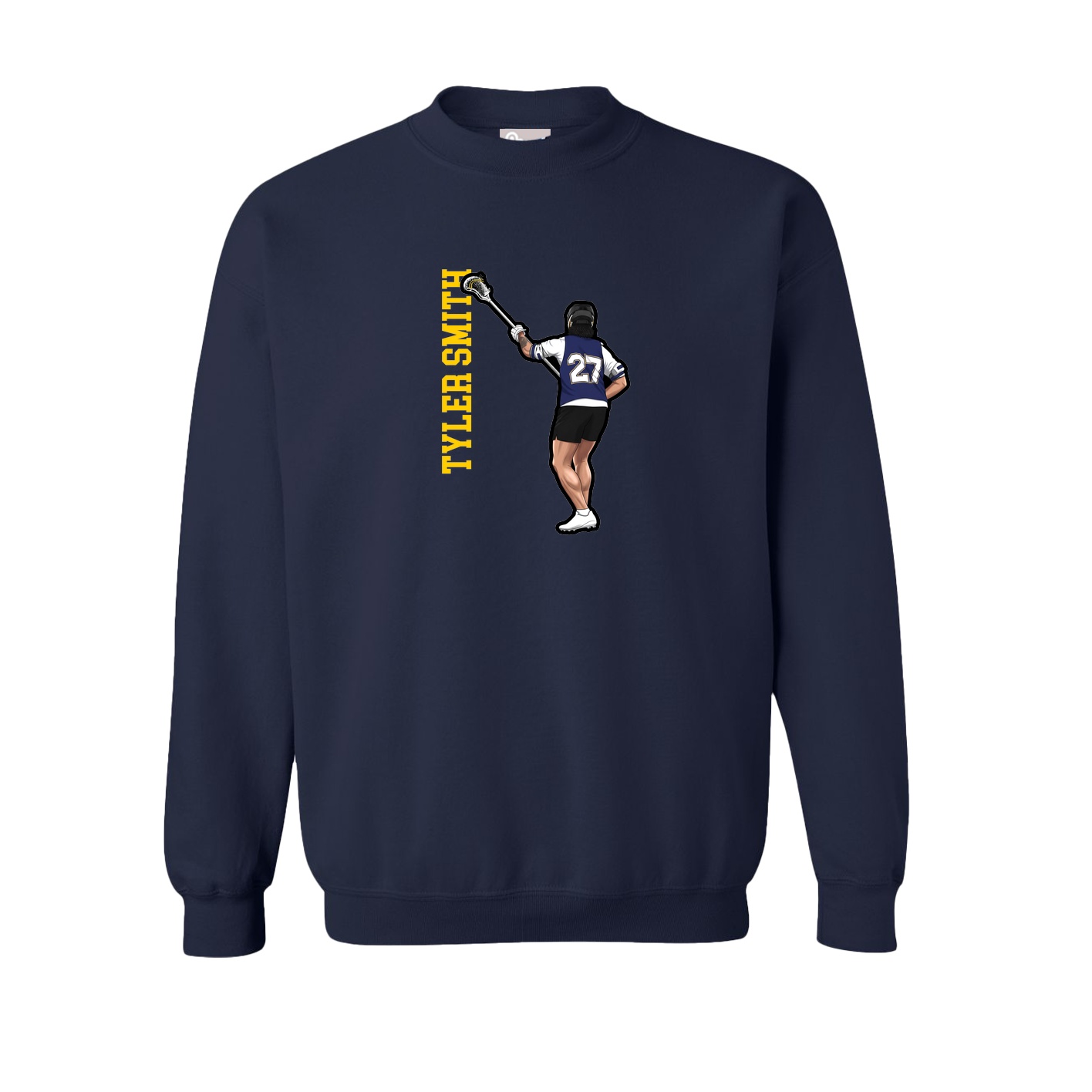 Fleece Crew — Name Vertical in Navy