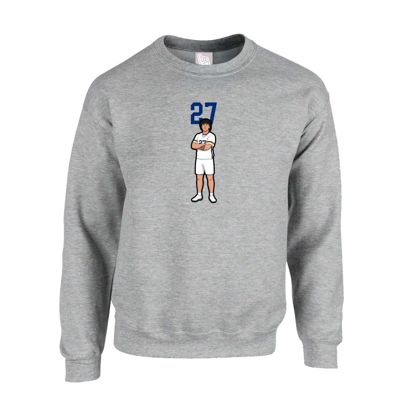 Fleece Crew — Number Top in Grey