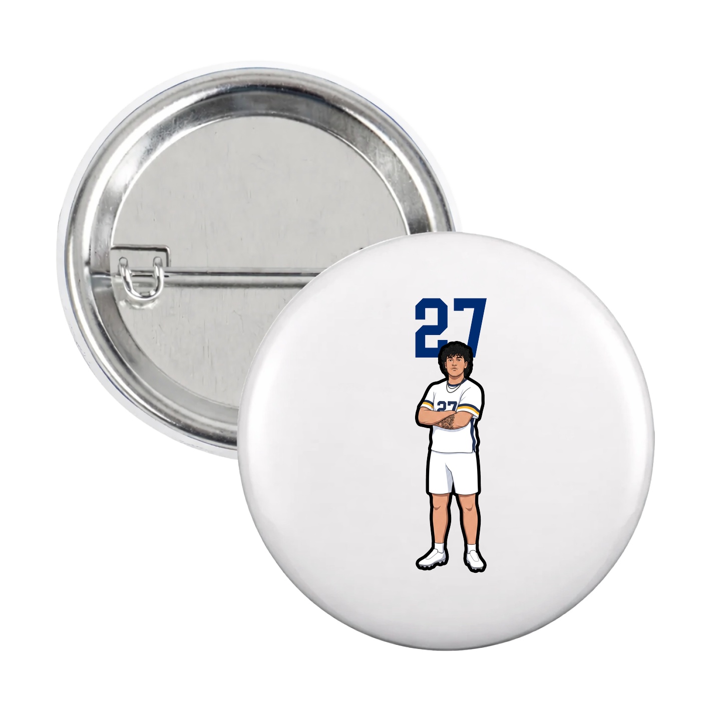 Game Day Button — Number Top in White