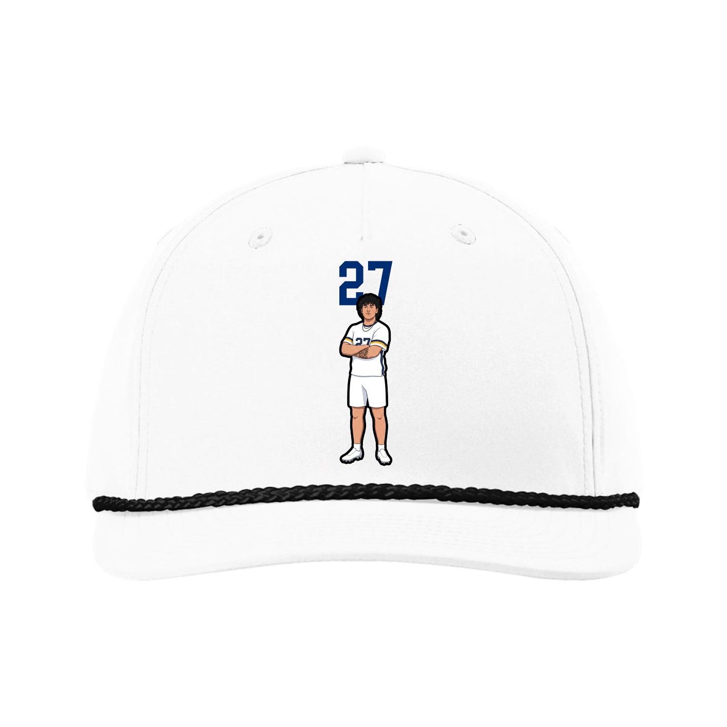Five-Panel Classic Rope Cap — Number Top in White