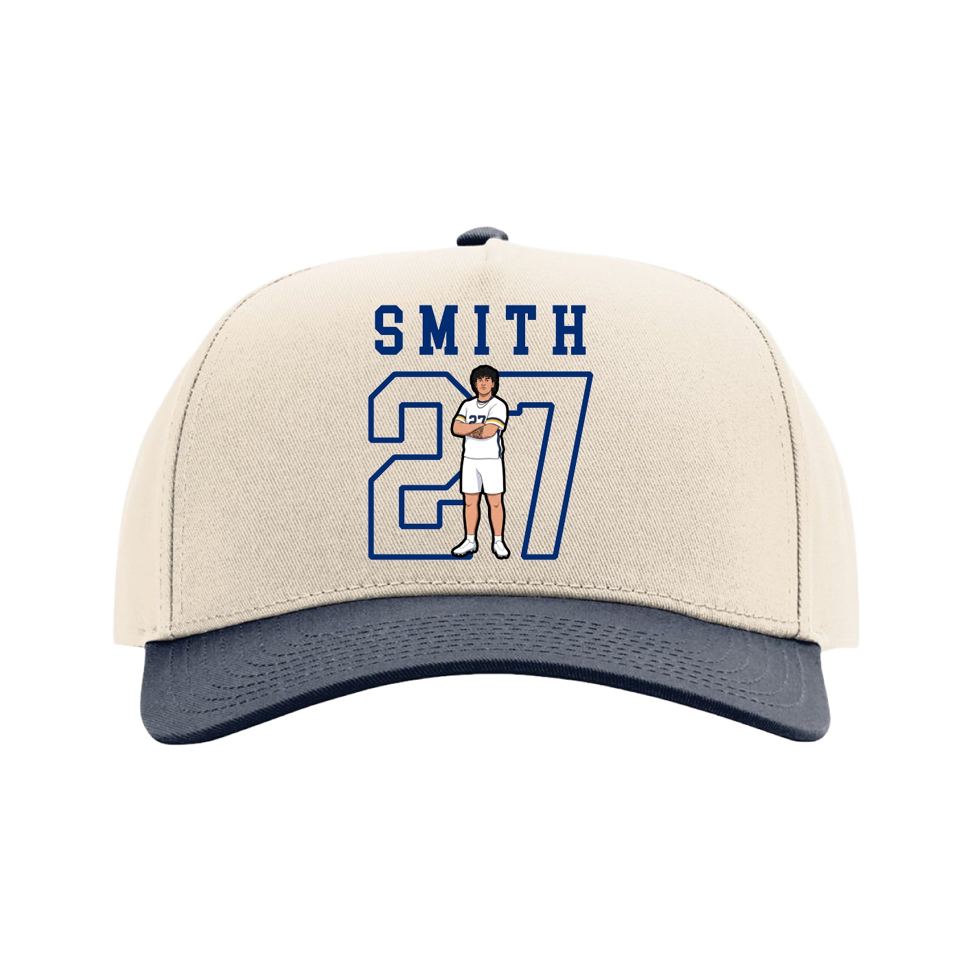 Full Fabric Five-Panel Champ Cap — Shirsey in Cream/Navy