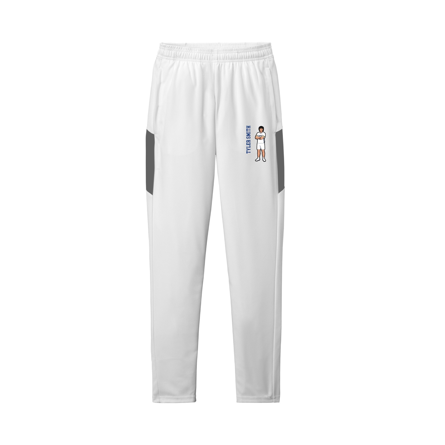 Team Travel Pant — Name Vertical in White/Grey