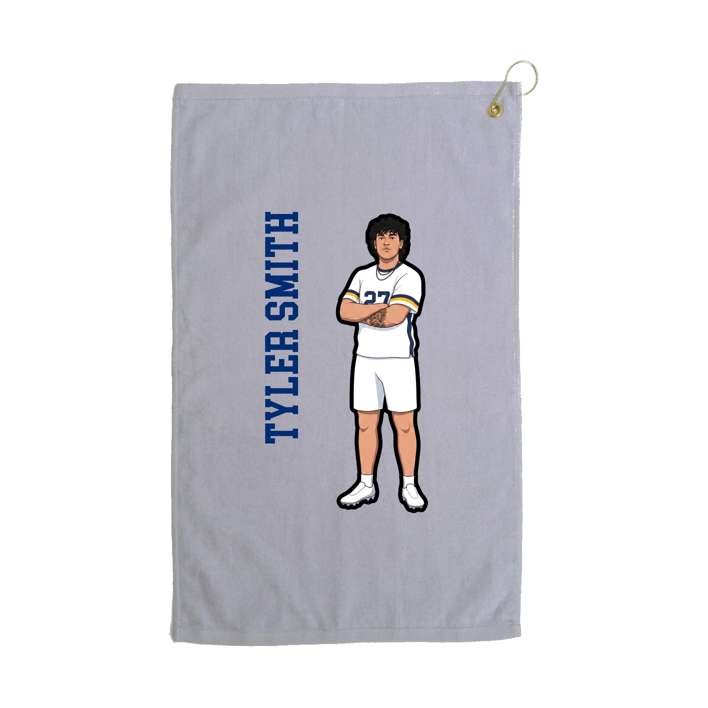 Golf Towel — Name Vertical in Grey
