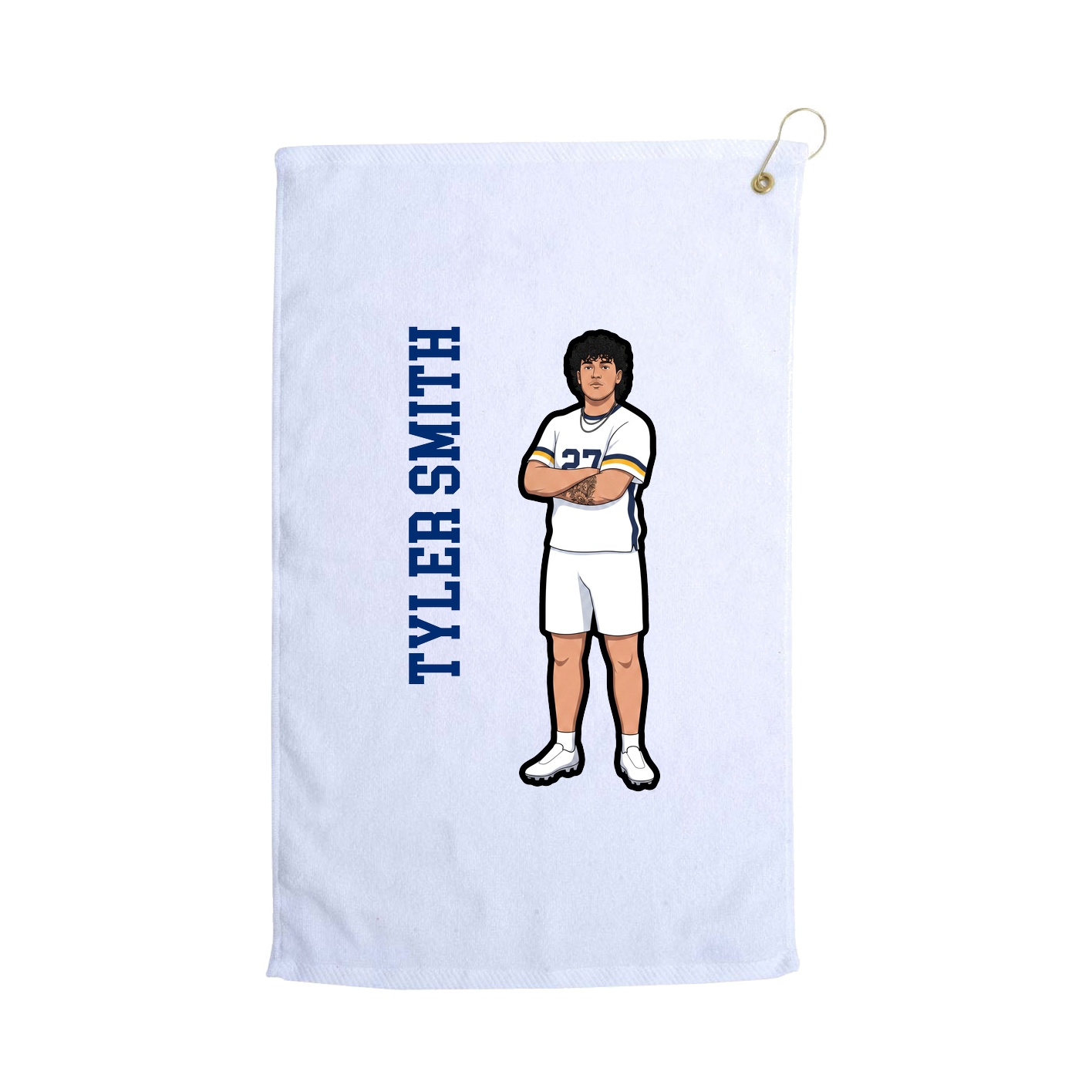 Golf Towel — Name Vertical in White