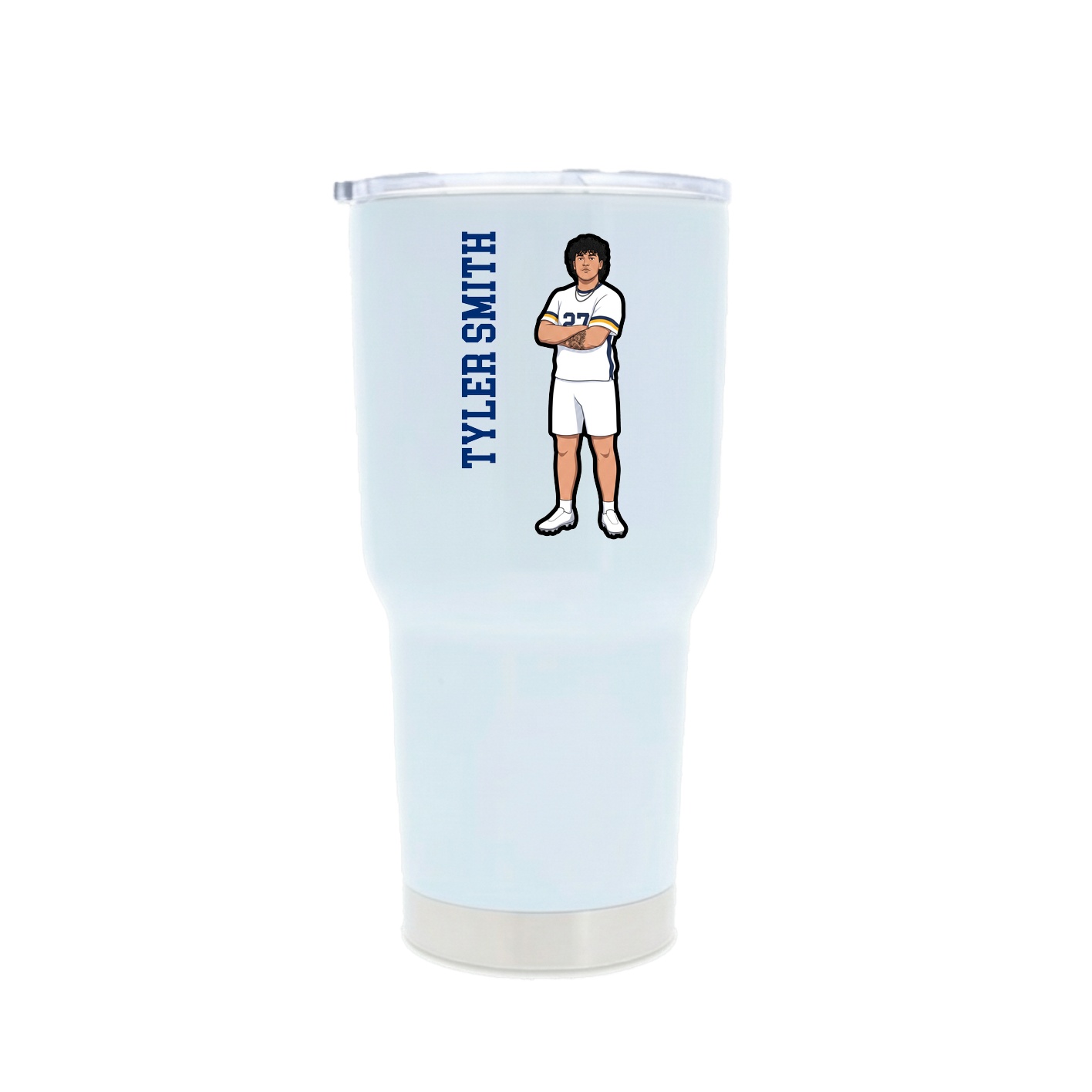 30oz Stainless Steel Tumbler — Name Vertical in White
