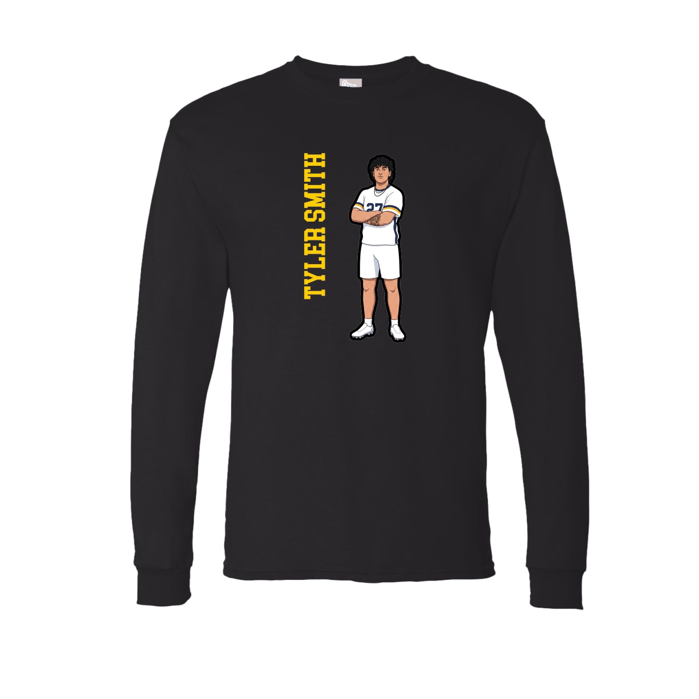 Long Sleeve Tee — Name Vertical in Black