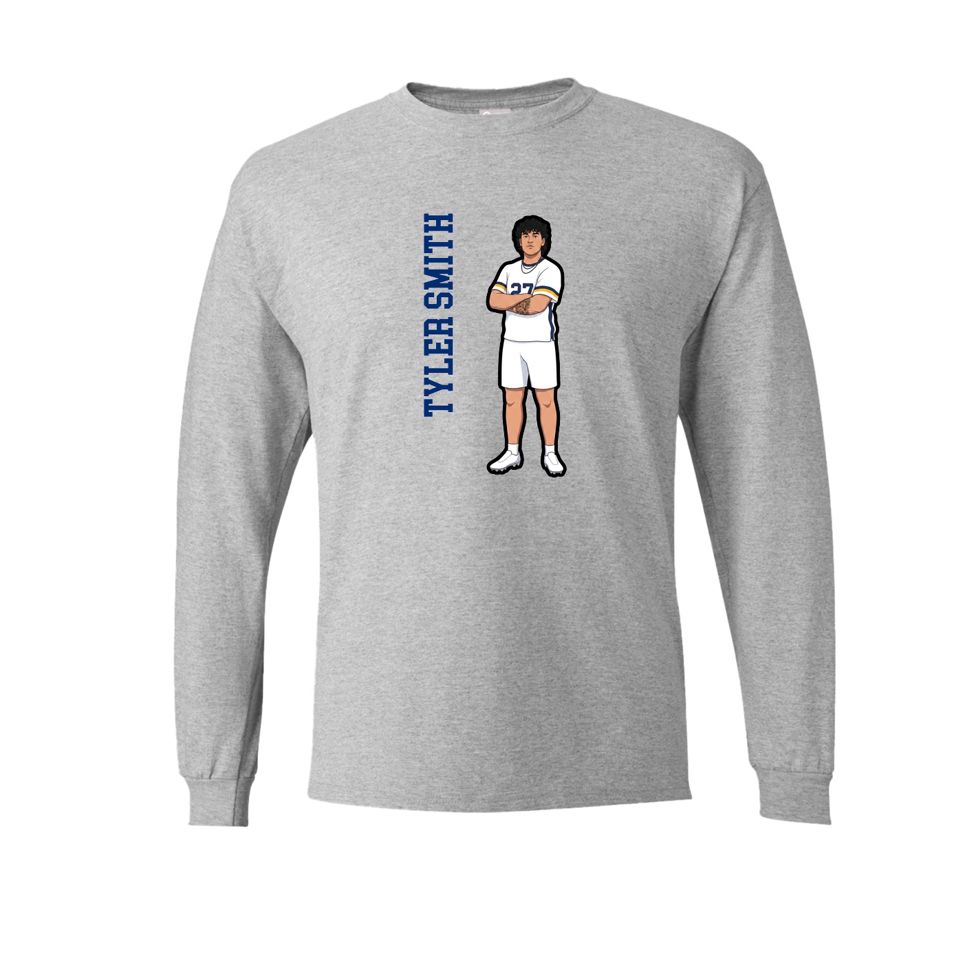 Long Sleeve Tee — Name Vertical in Grey