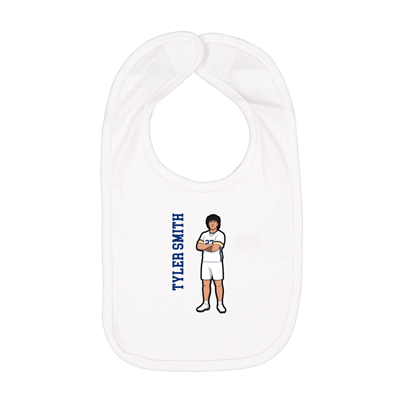 Infant Bib — Name Vertical in White