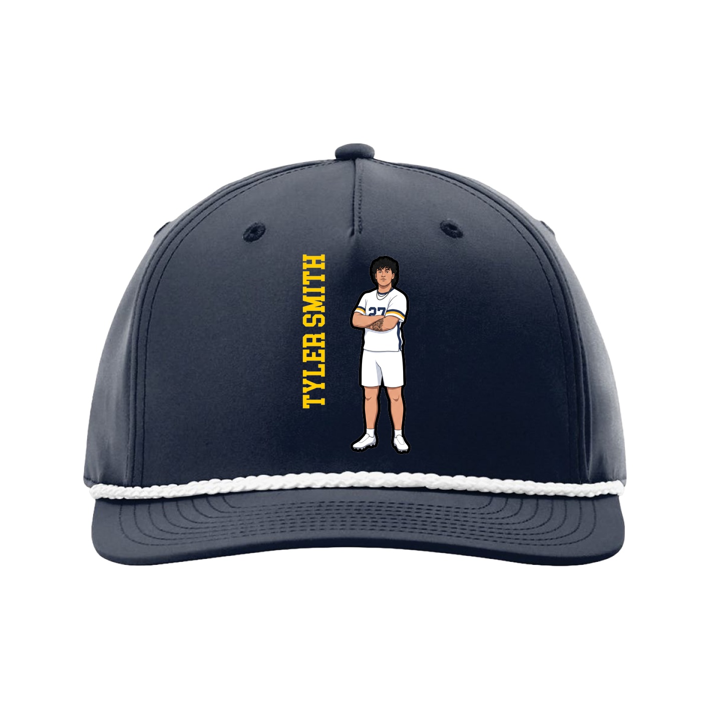 Five-Panel Classic Rope Cap — Name Vertical in Navy