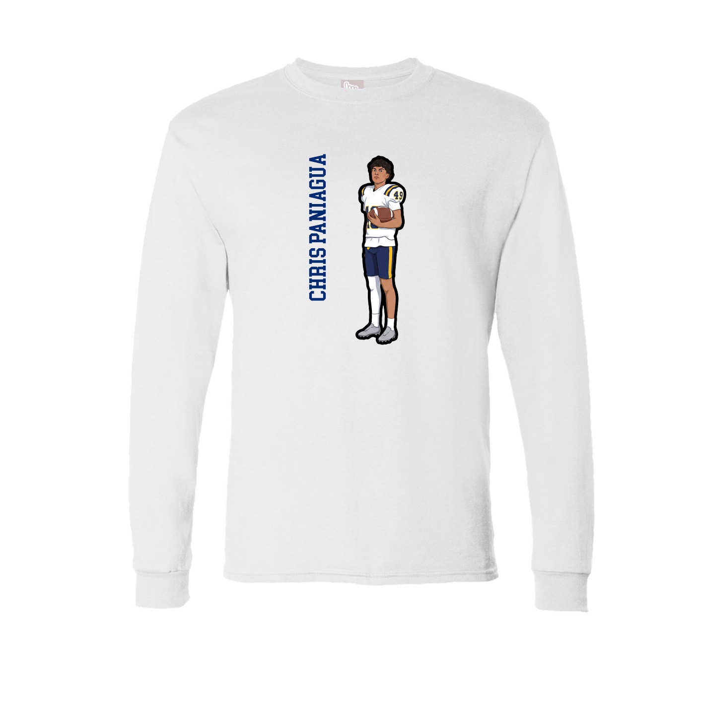 Long Sleeve Tee — Name Vertical in White