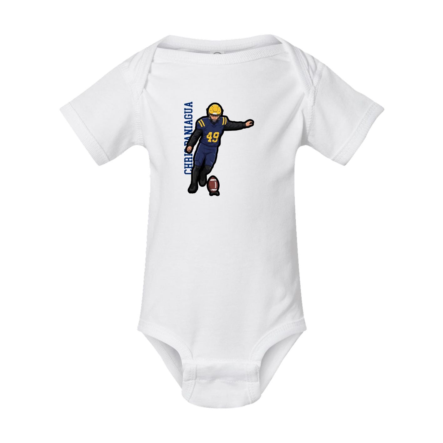 Baby Onesie — Name Vertical in White