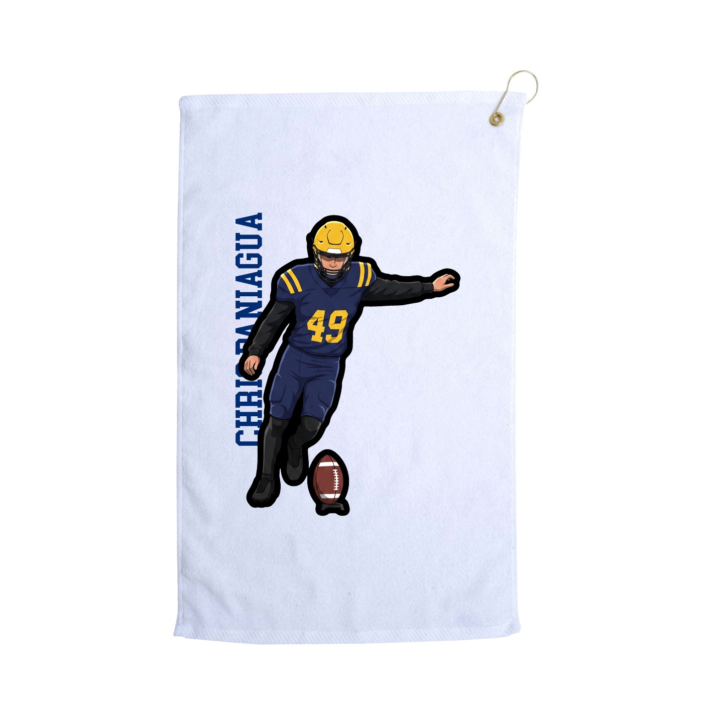Golf Towel — Name Vertical in White