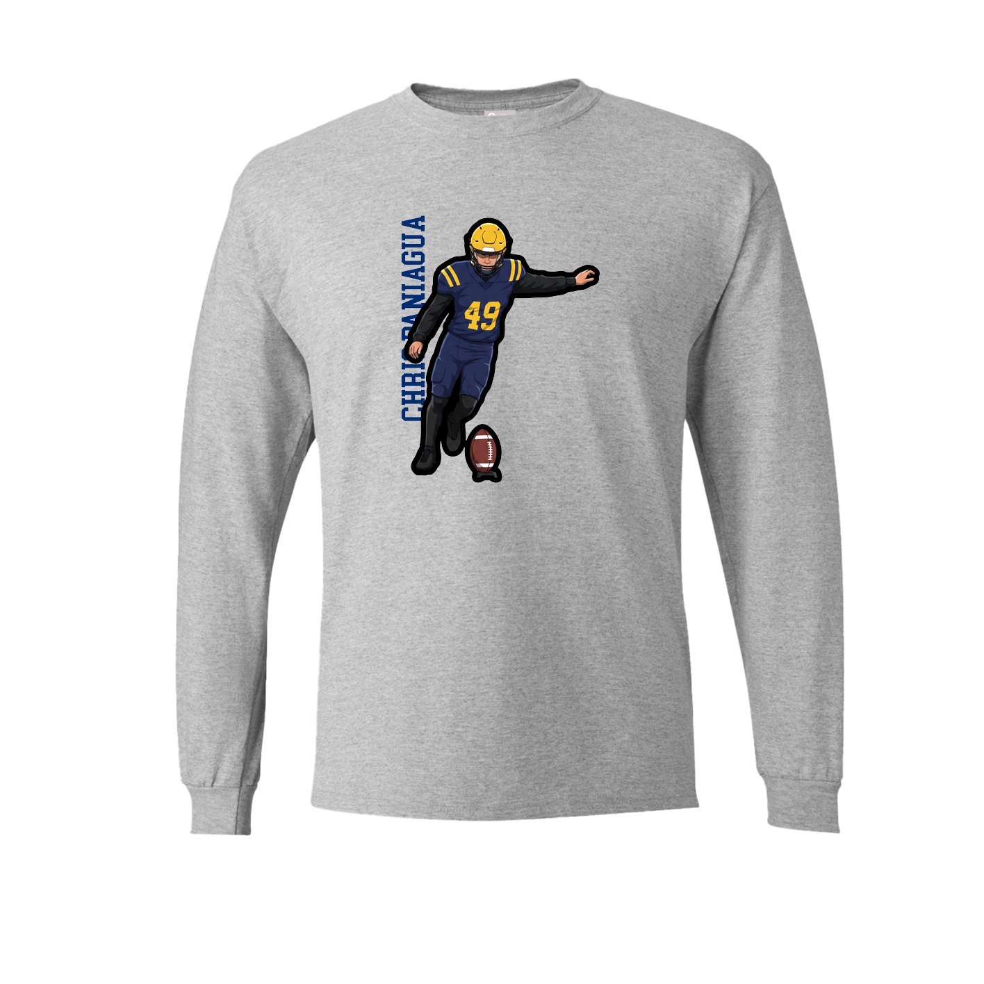 Long Sleeve Tee — Name Vertical in Grey