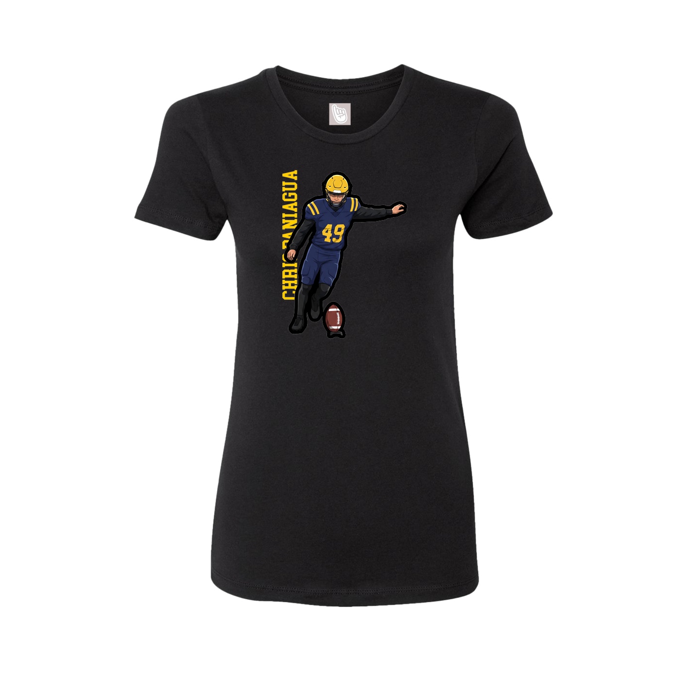 Womens Tee — Name Vertical in Black