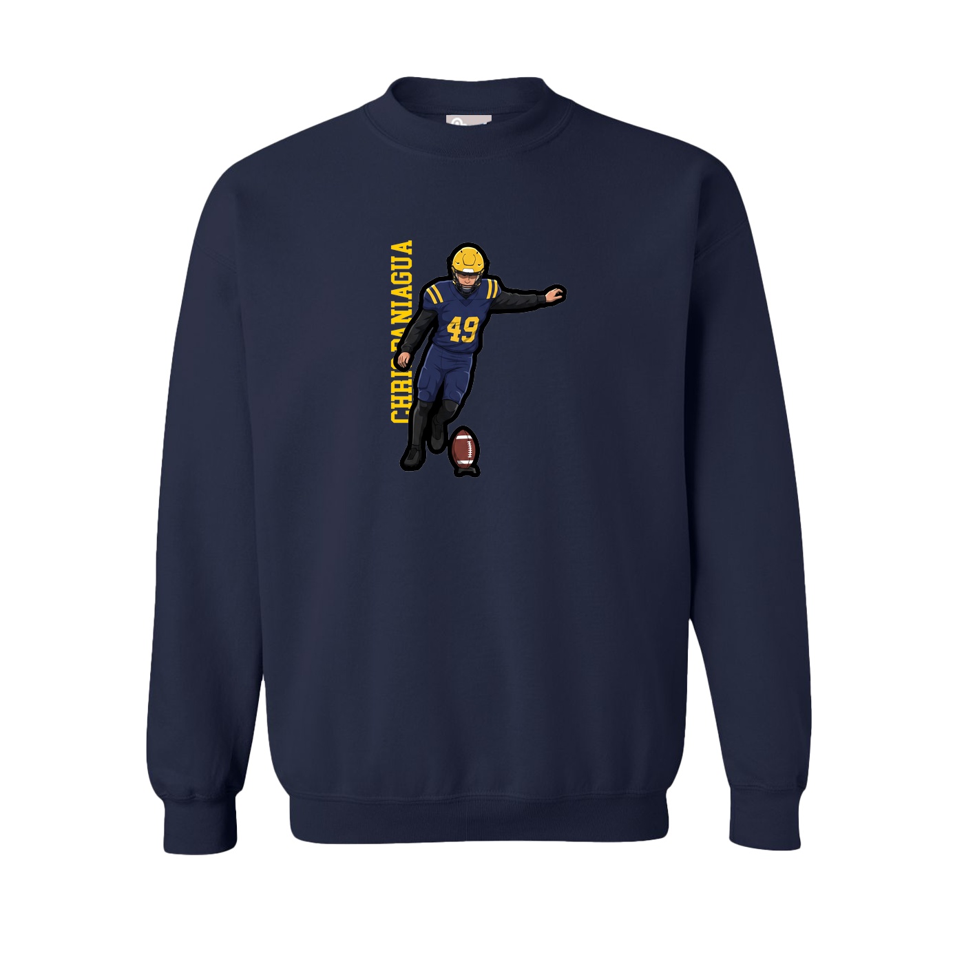 Fleece Crew — Name Vertical in Navy