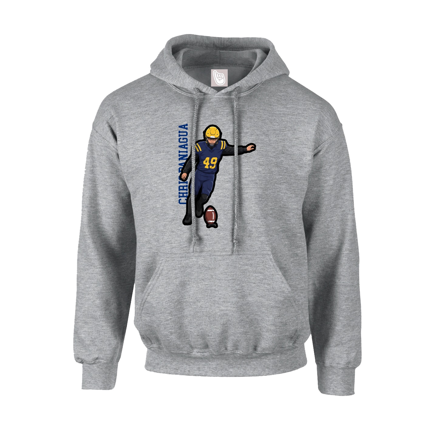 Youth Hoodie — Name Vertical in Grey